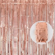 1* 2m Pink Tinsel Foil Fringe Curtains, Metallic Foil Tinsel Background Wall Decoration Fringe Light Rain Curtain for New Years Decorations Birthday Holiday Celebration Party Supplies